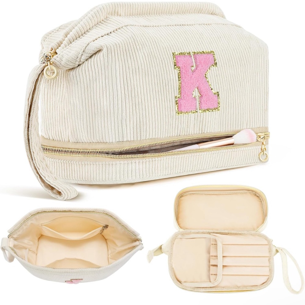 Large Travel Makeup Bag Cream New